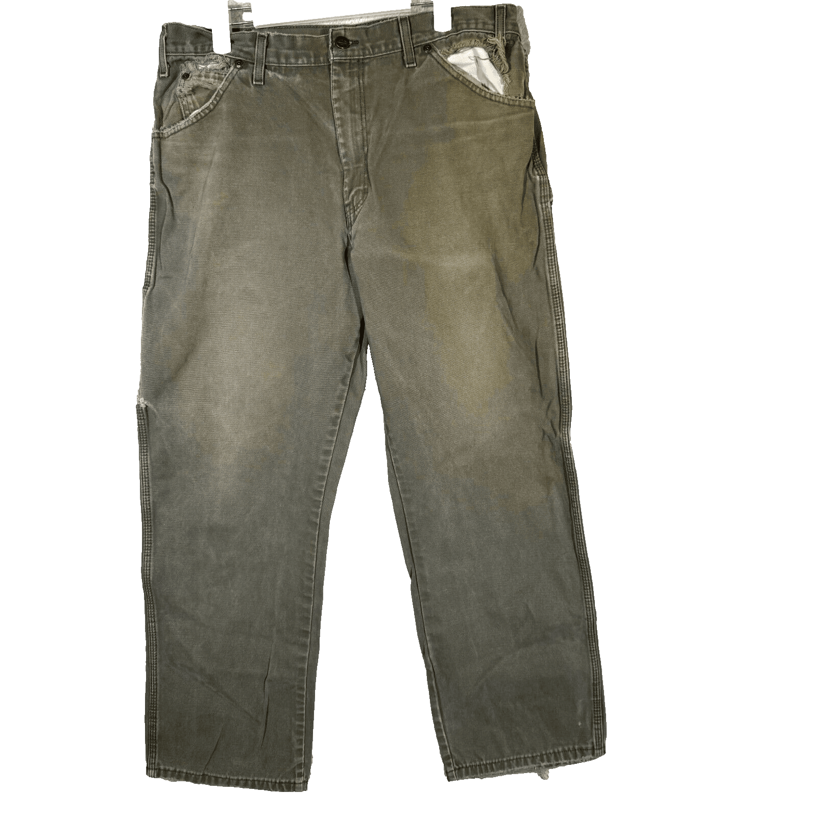 Dickies Carpenter Jeans Men’s 36x30 Green Denim Distressed Workwear Straight Leg - Image 1