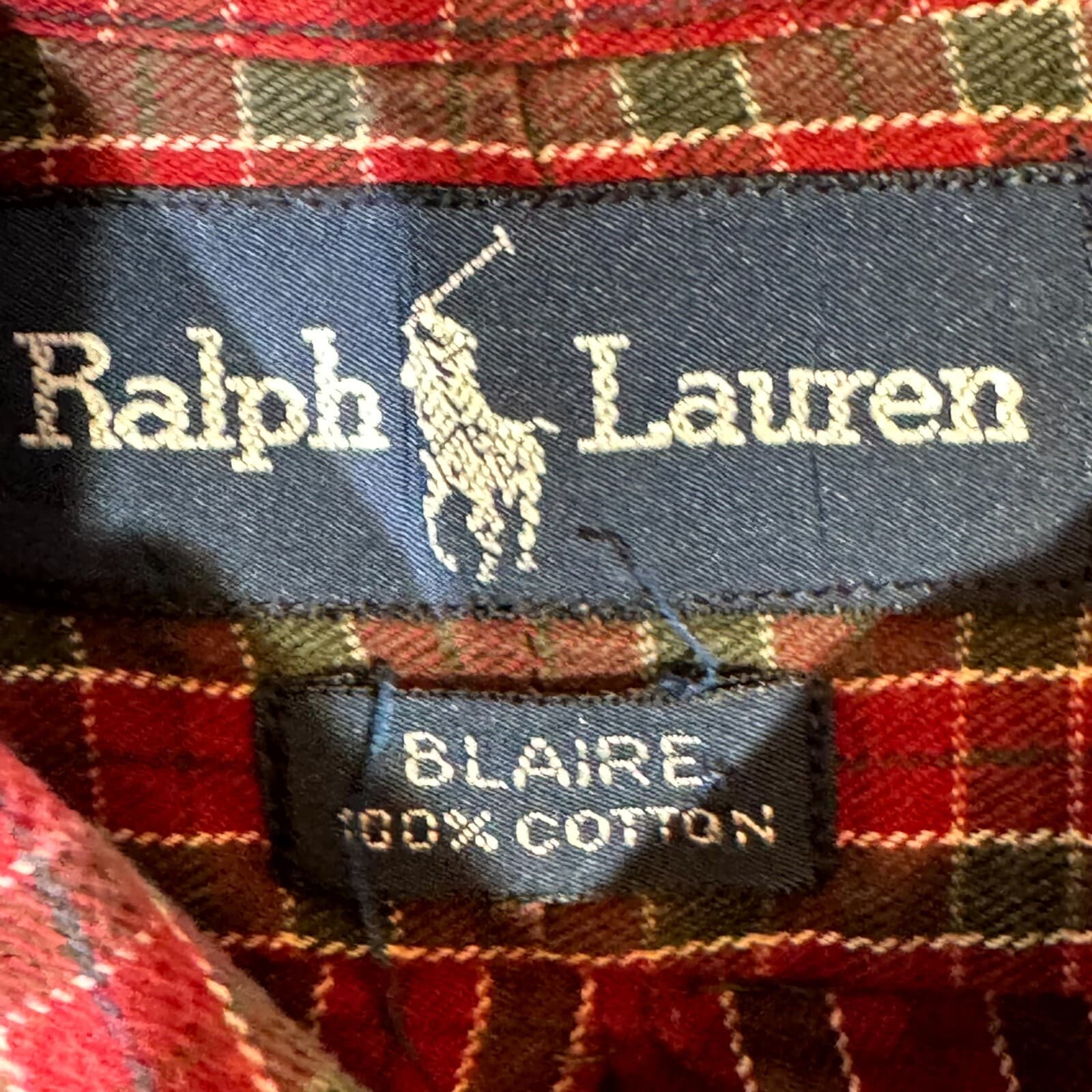 Ralph Lauren Blair Men’s Flannel Shirt XL Red Plaid 100% Cotton Button Down - Thumbnail 10