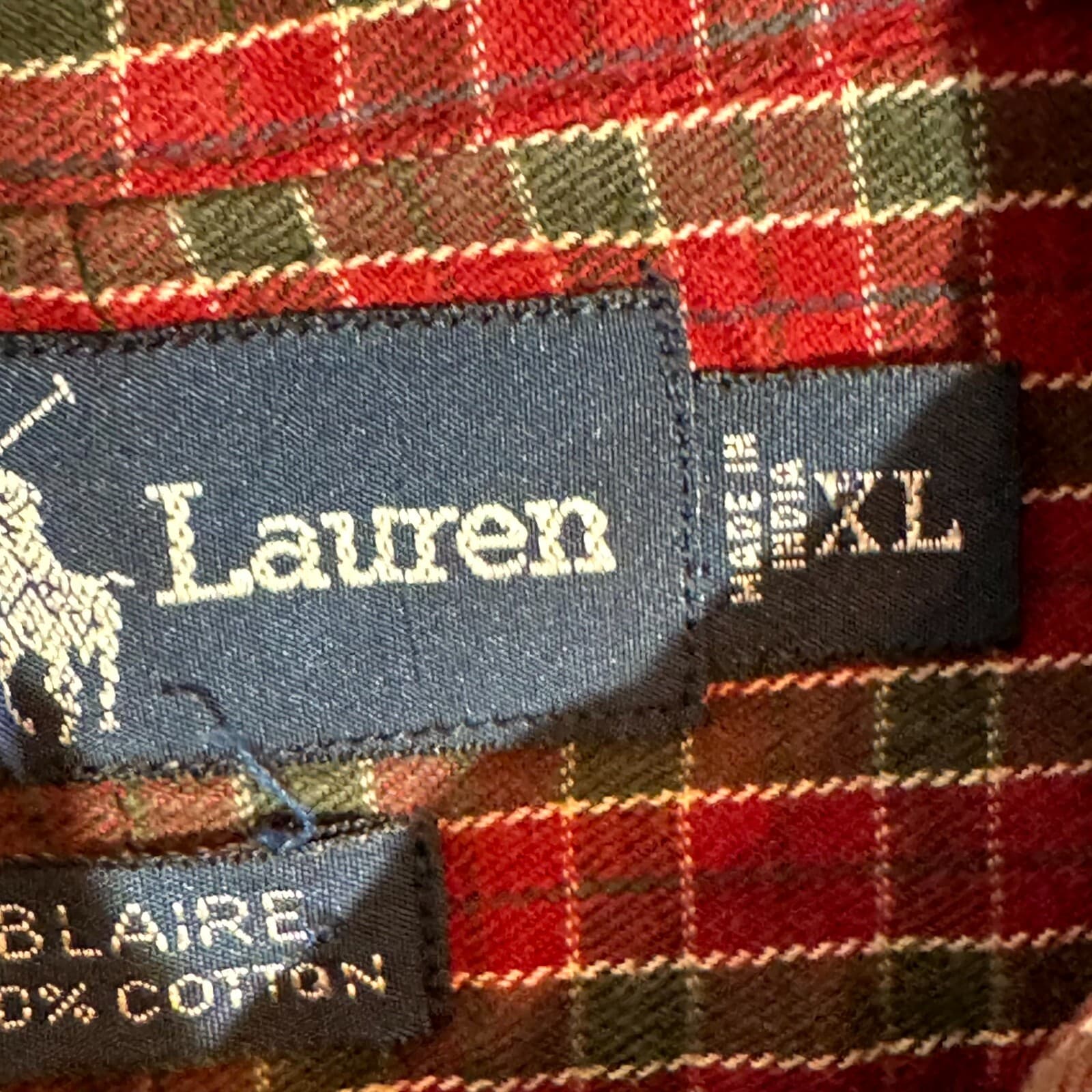 Ralph Lauren Blair Men’s Flannel Shirt XL Red Plaid 100% Cotton Button Down - Thumbnail 11