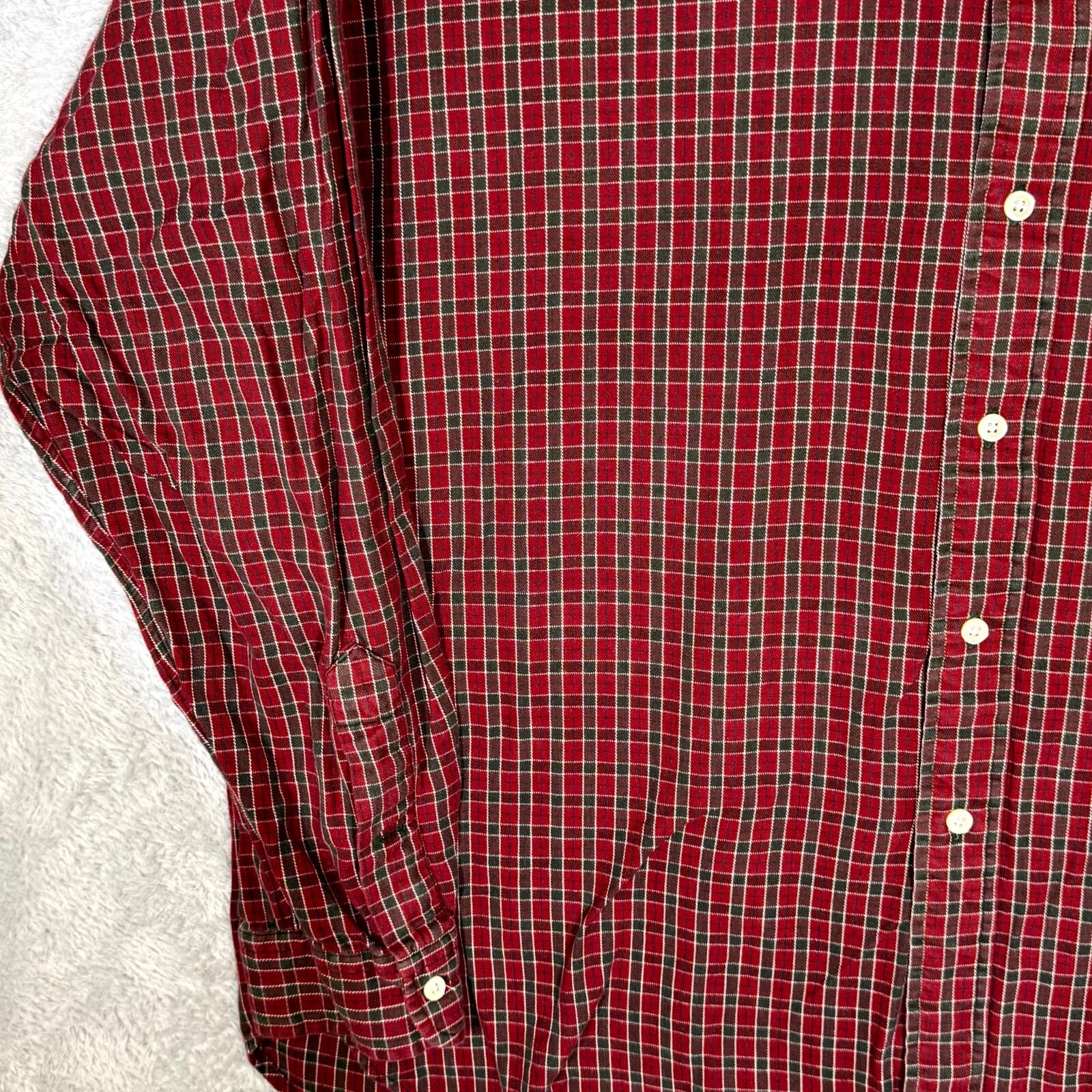 Ralph Lauren Blair Men’s Flannel Shirt XL Red Plaid 100% Cotton Button Down - Thumbnail 4