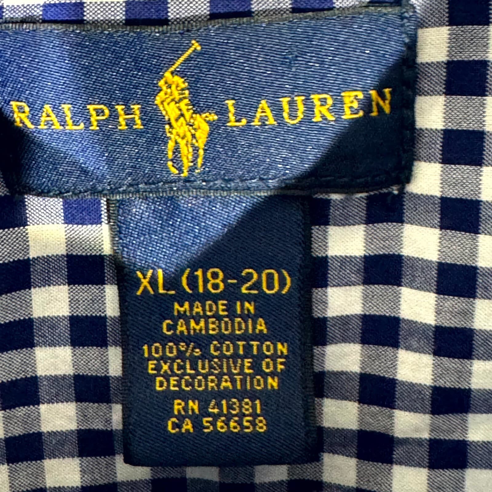 Ralph Lauren Boys Button Down Shirt XL 18–20 Blue Check 100% Cotton - Thumbnail 8