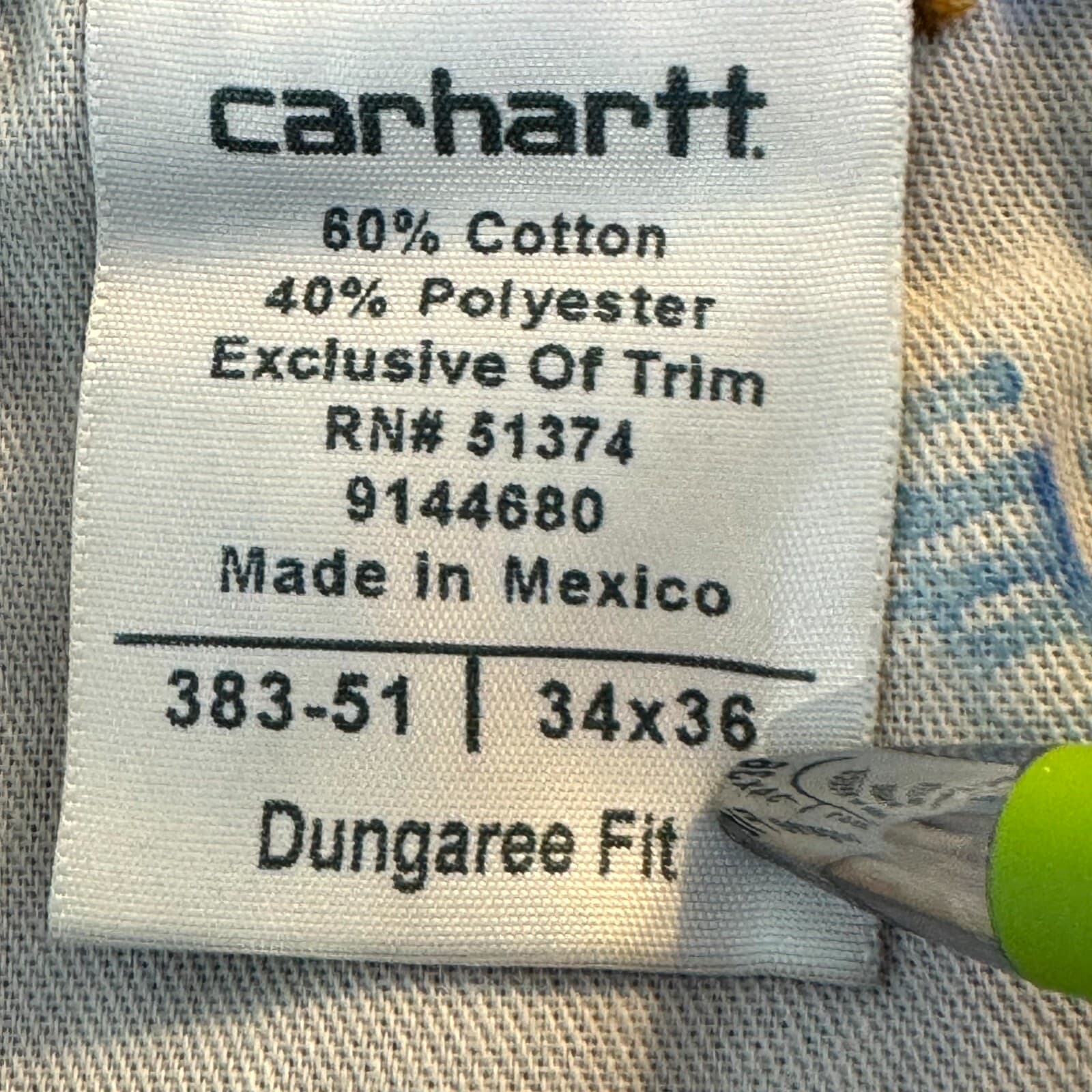 Carhartt Carpenter Pants Men’s 34x36 Brown Cotton Dungaree Fit Straight Leg - Thumbnail 12