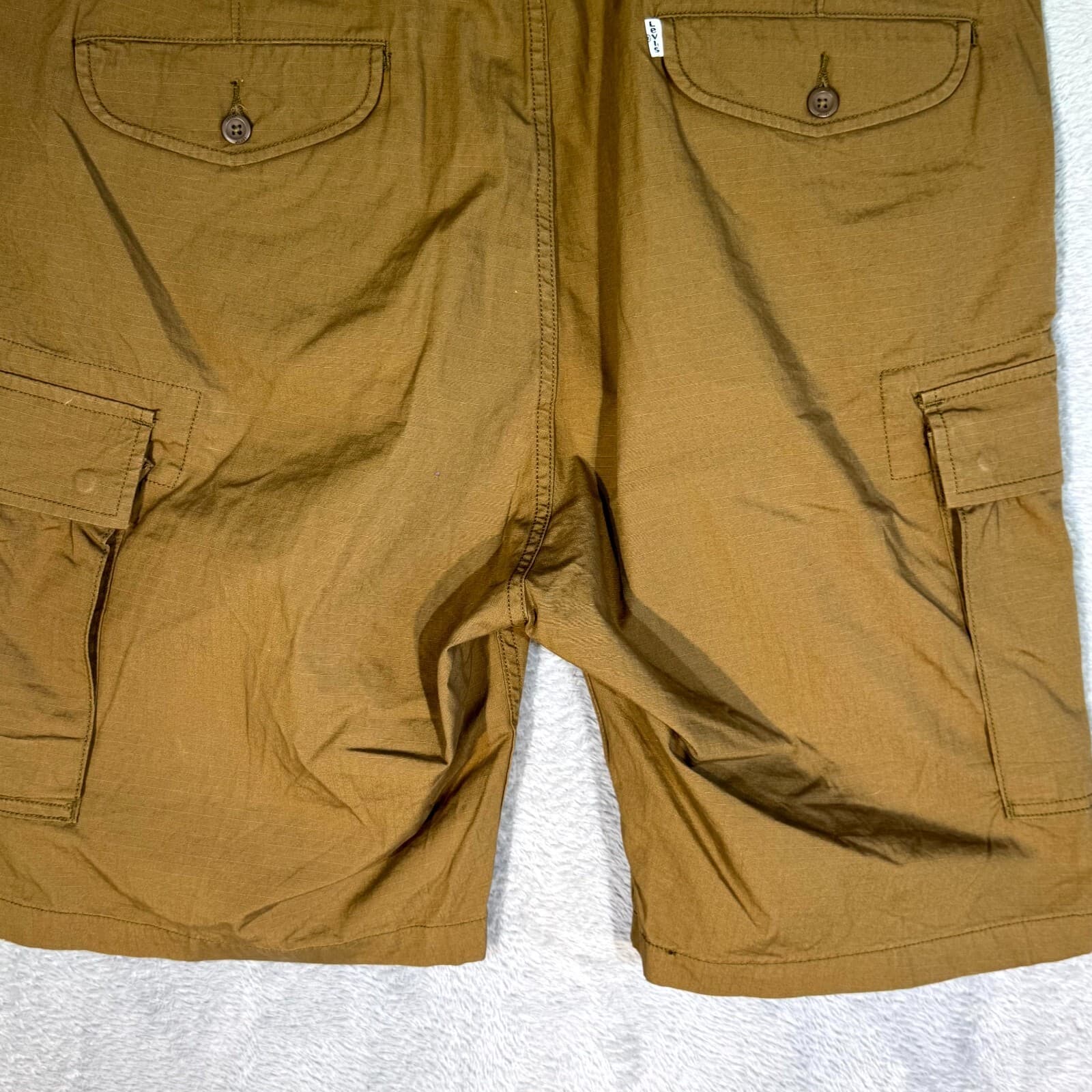 Levis Mens Carrier Cargo Shorts 40 Tan Loose Fit Mid Rise Flat Front - Thumbnail 10