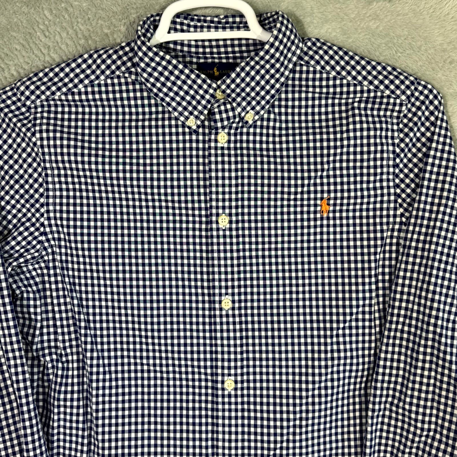 Ralph Lauren Boys Button Down Shirt XL 18–20 Blue Check 100% Cotton - Thumbnail 4