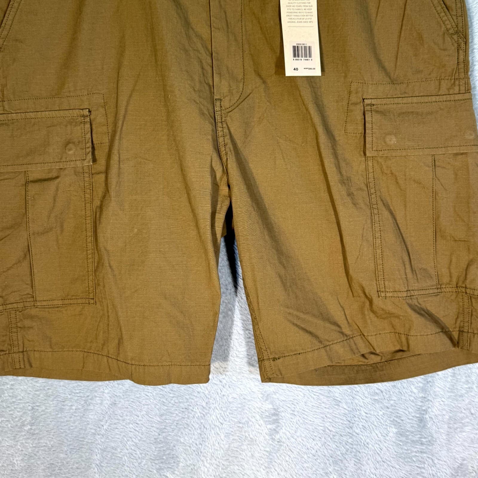 Levis Mens Carrier Cargo Shorts 40 Tan Loose Fit Mid Rise Flat Front - Thumbnail 5