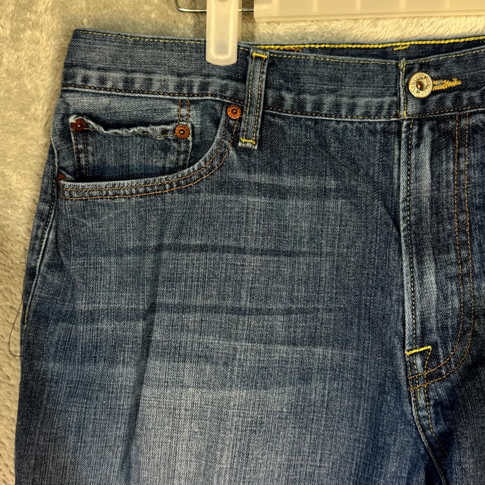 Vintage Lucky Brand 361 Jeans Men 38 Blue Denim Straight Leg 5-Pocket - Thumbnail 3