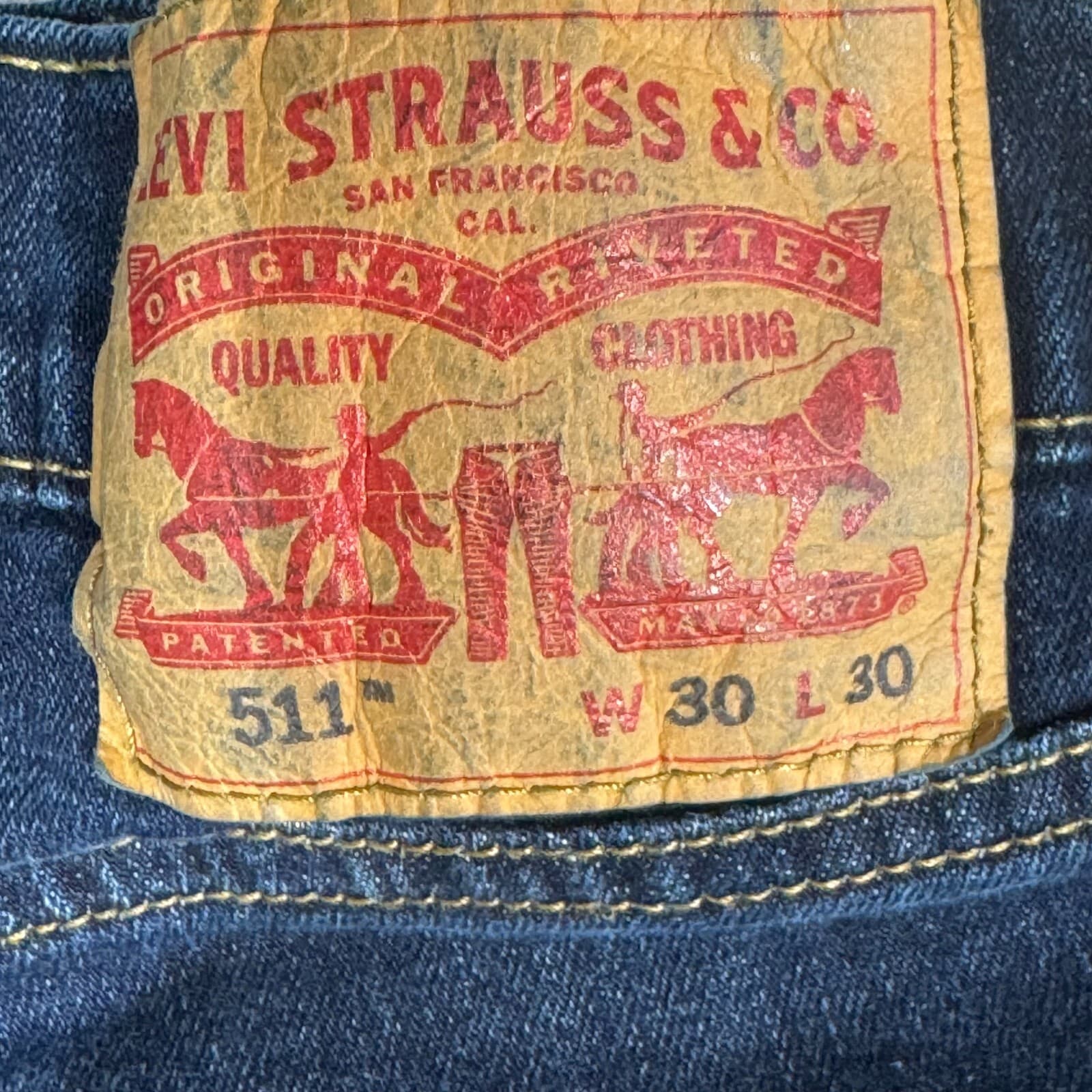 Levis 511 Mens Jeans 30x30 Blue Stretch Denim Medium Wash Straight Leg - Thumbnail 10