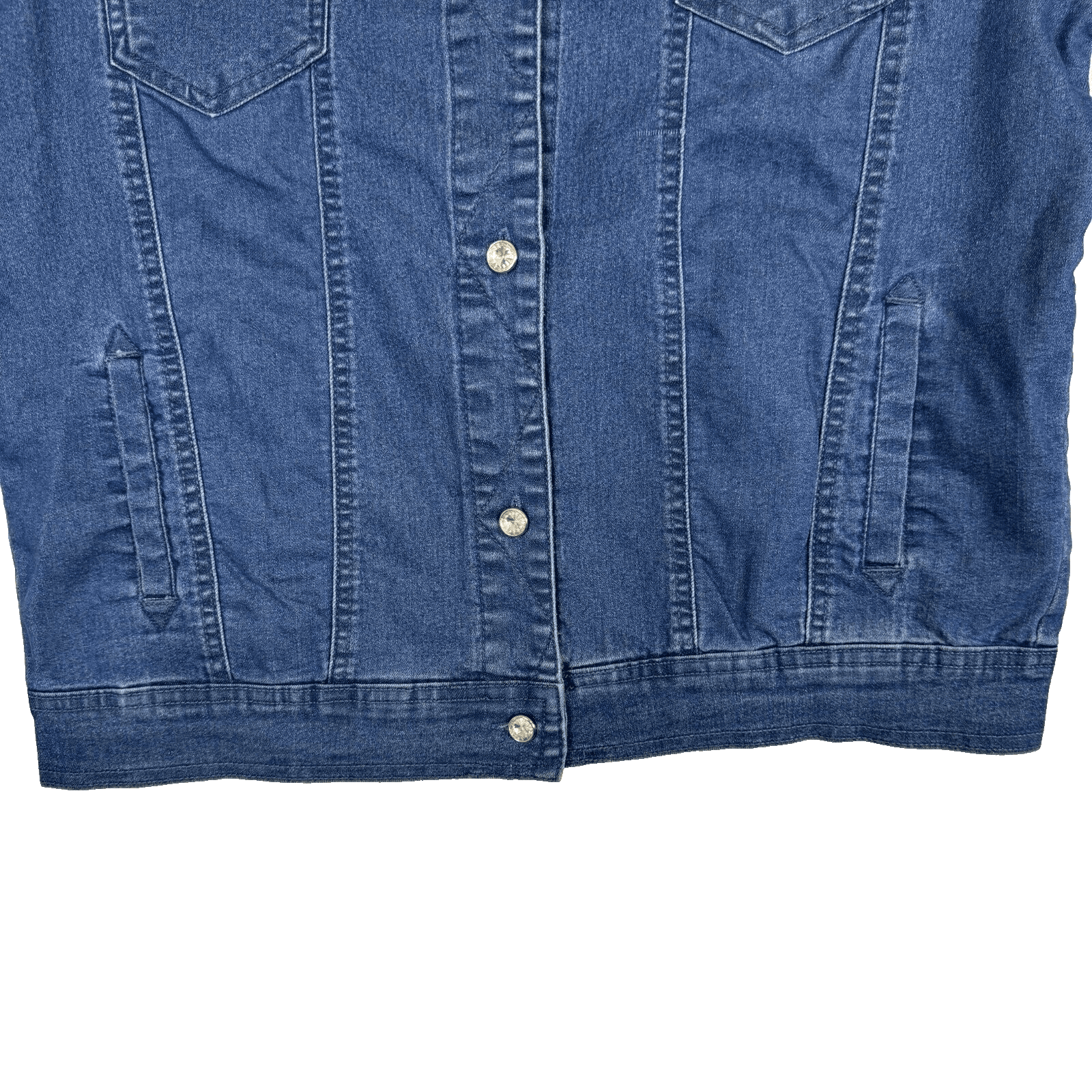 Fashque Studio Jacket Women's Medium Blue Lace Stretch Zip Up Casual Lightweight - Thumbnail 3