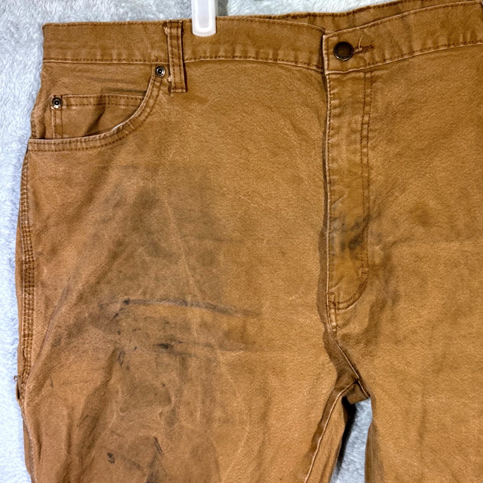 Dickies Carpenter Jeans Men’s 40x32 Brown Denim Stretch Straight Leg Workwear - Thumbnail 3