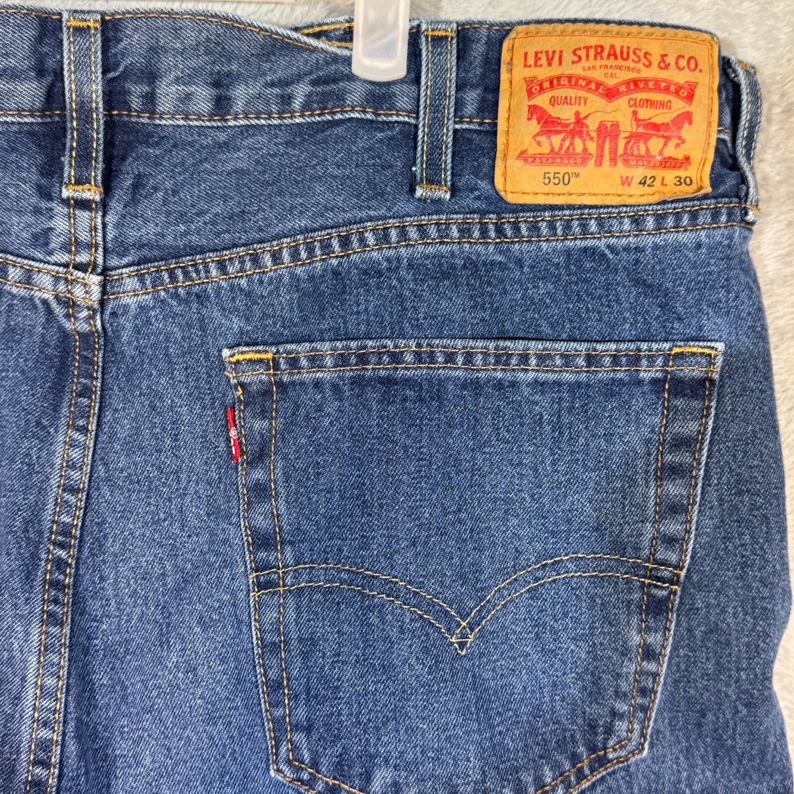 Levi’s 550 Men’s Jeans 42x30 Blue Denim Medium Wash Relaxed Fit - Thumbnail 7