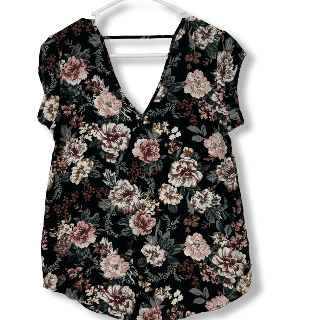 Halogen Women’s Multicolor Floral Cap‑Sleeve Blouse XS Lightweight Polyest W275 - Thumbnail 2