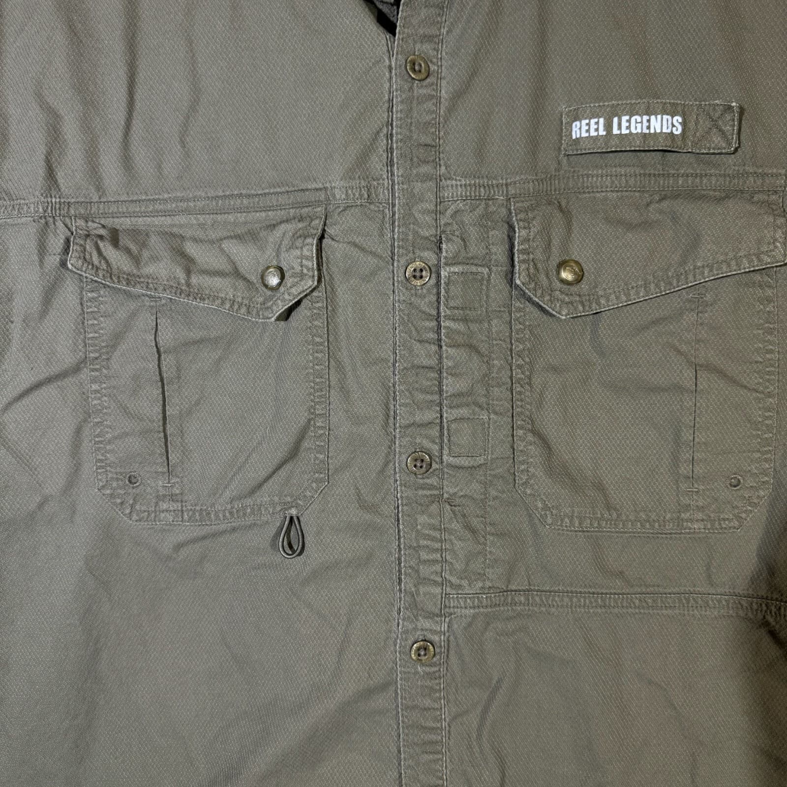 Reel Legends Shirt Men's Large Vented Fishing Outdoor Short Sleeve Nylon Green - Thumbnail 9