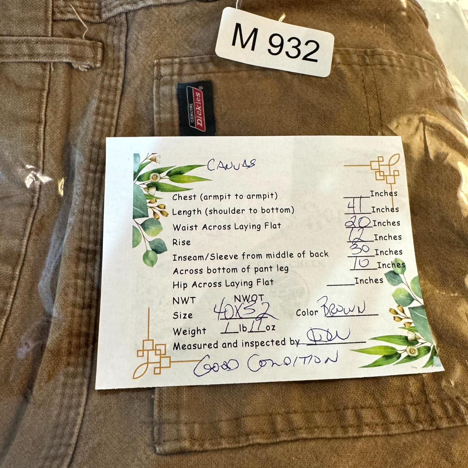 Dickies Carpenter Jeans Men’s 40x32 Brown Denim Stretch Straight Leg Workwear - Thumbnail 9