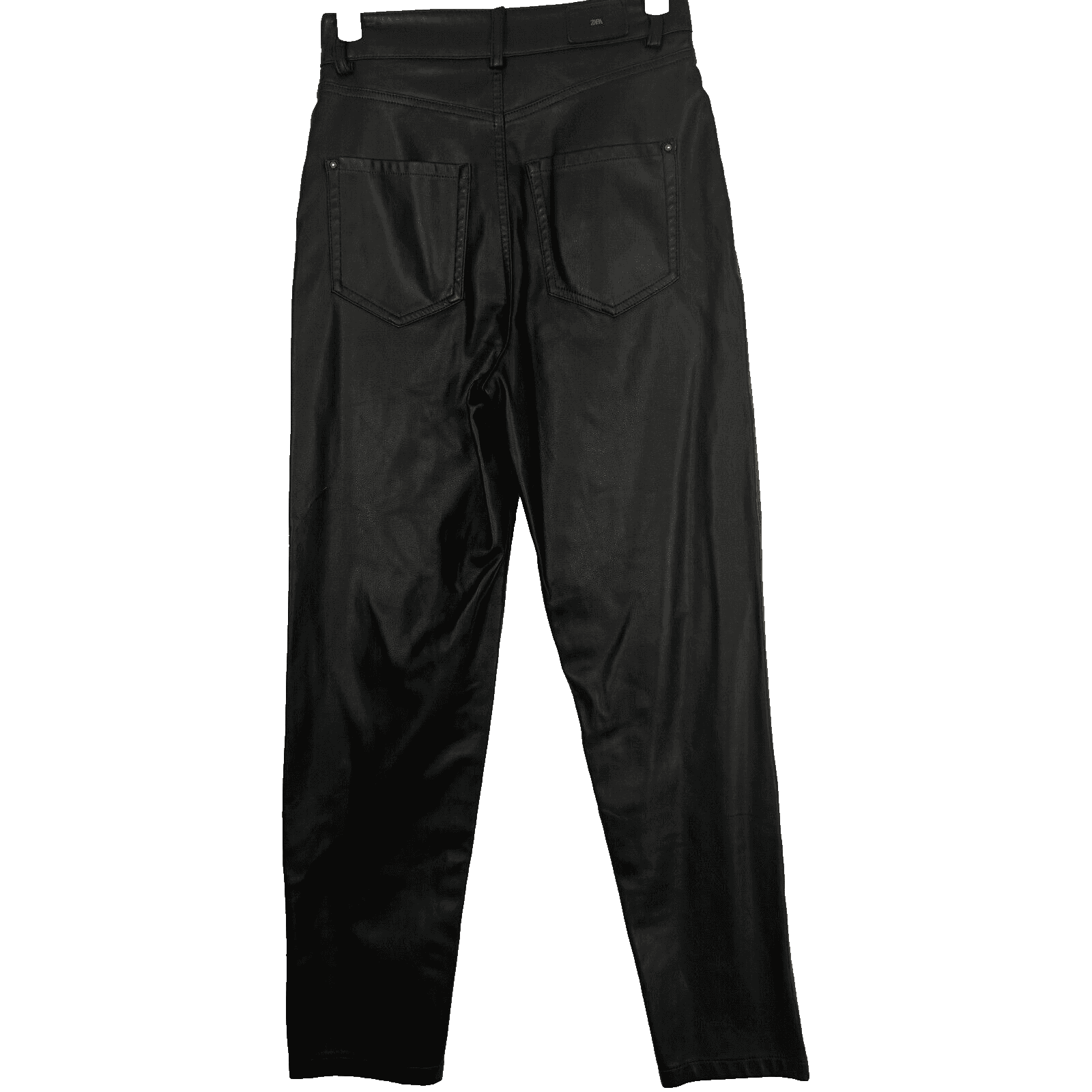 ZARA Women’s Black Faux-Leather High‑Rise Skinny Pants, Size 2 – 5-Pocket W390 - Thumbnail 2