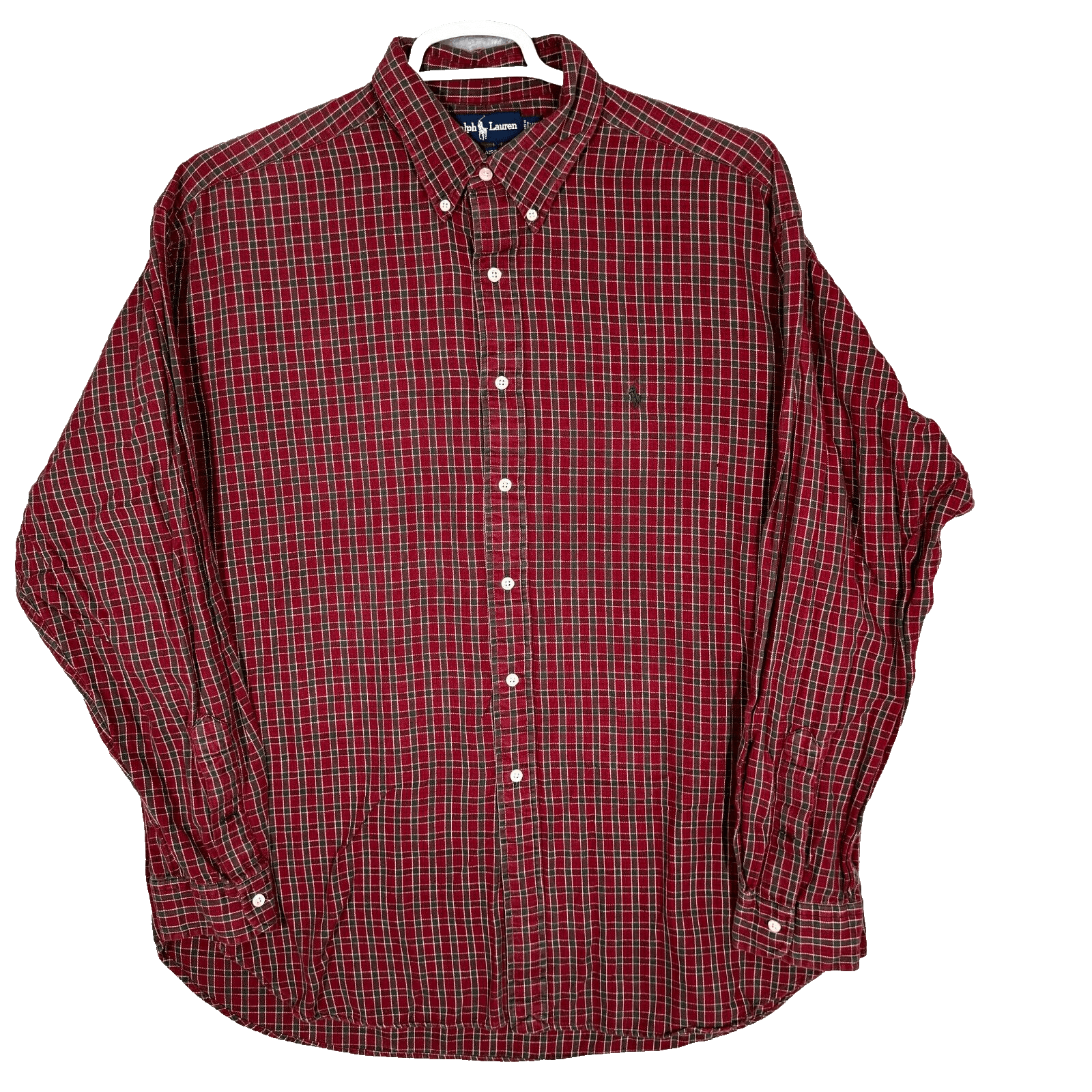 Ralph Lauren Blair Men’s Flannel Shirt XL Red Plaid 100% Cotton Button Down - Image 1