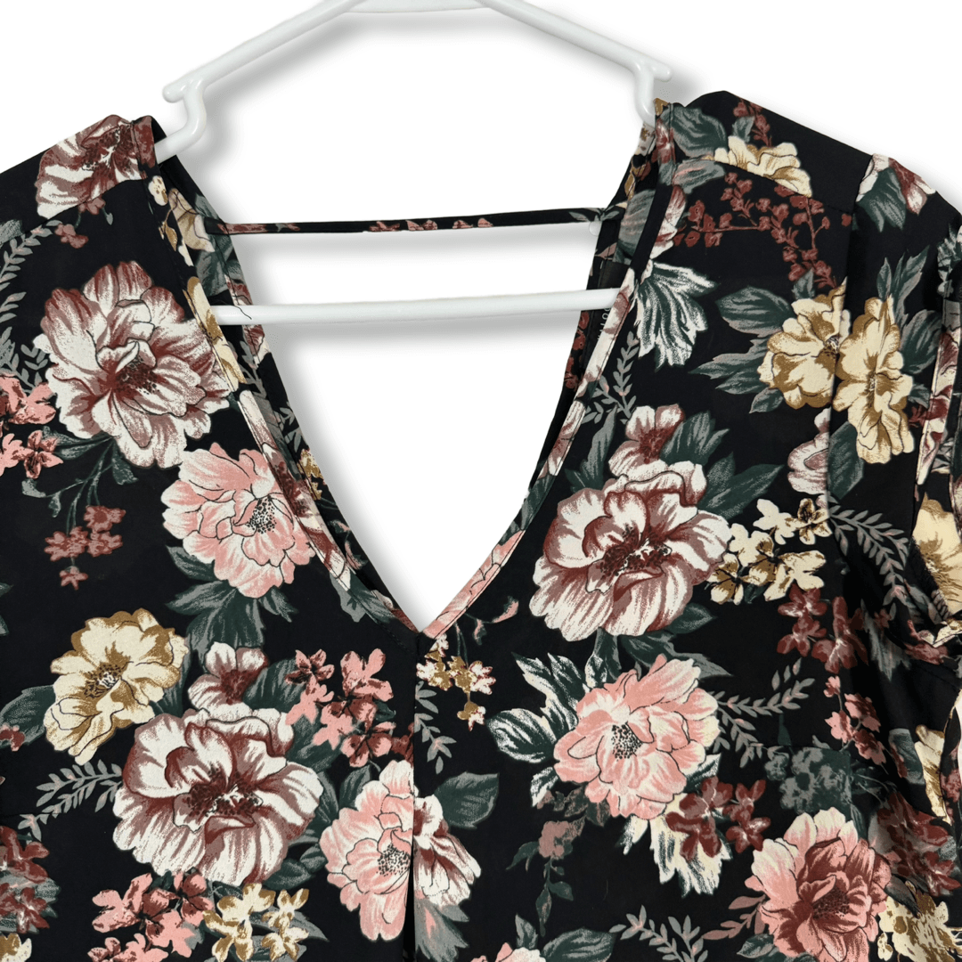 Halogen Women’s Multicolor Floral Cap‑Sleeve Blouse XS Lightweight Polyest W275 - Thumbnail 3