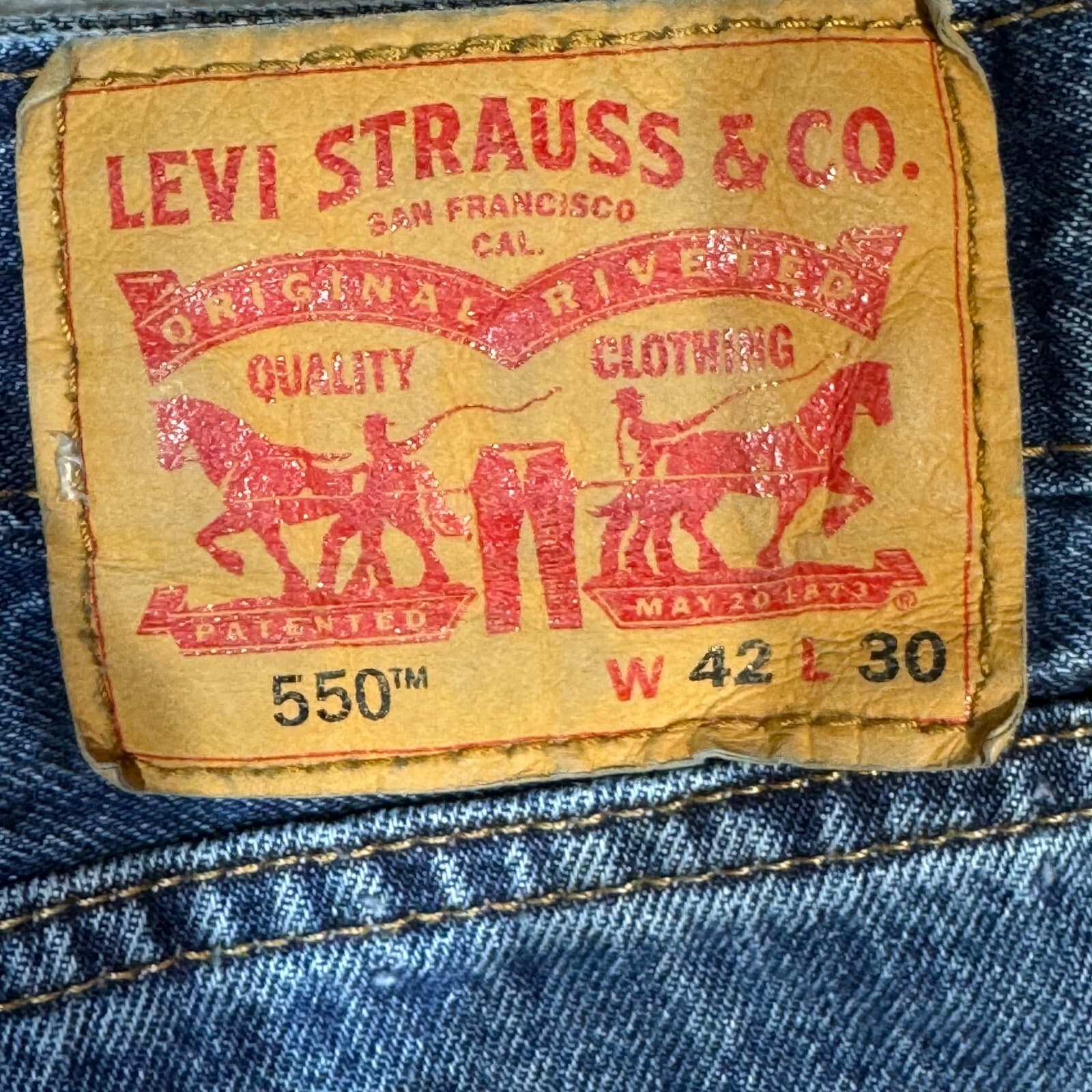 Levi’s 550 Men’s Jeans 42x30 Blue Denim Medium Wash Relaxed Fit - Thumbnail 10