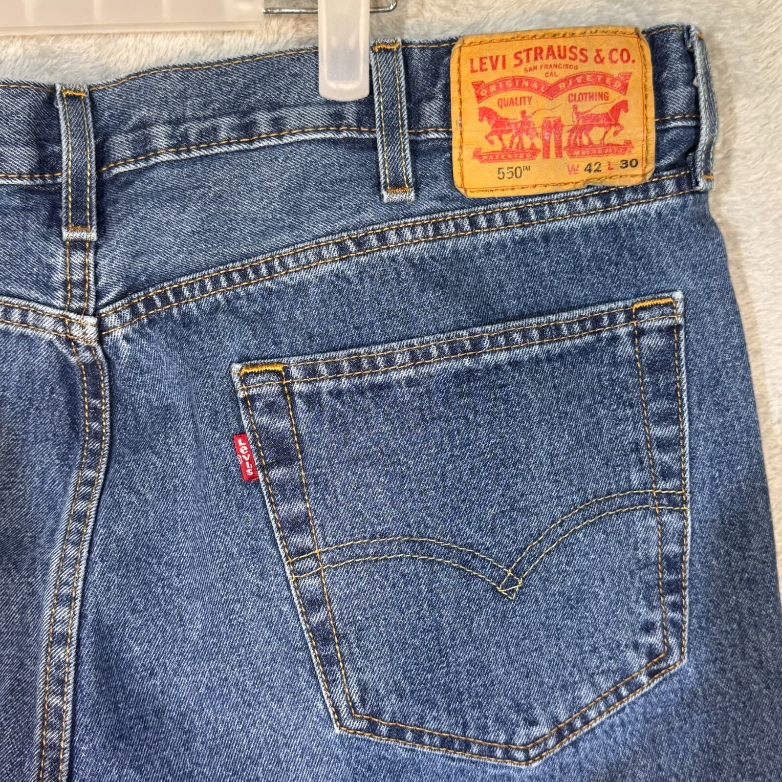 Levi’s 550 Men’s Jeans 42x30 Blue Denim Medium Wash Relaxed Fit - Thumbnail 7