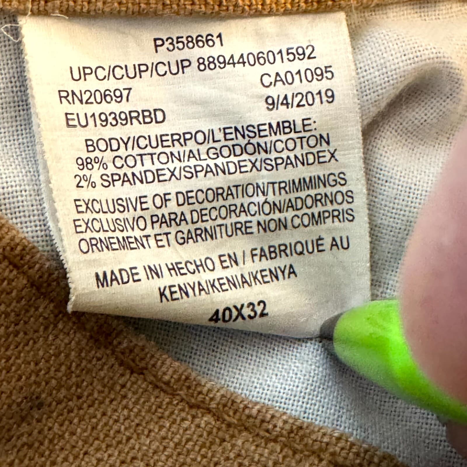 Dickies Carpenter Jeans Men’s 40x32 Brown Denim Stretch Straight Leg Workwear - Thumbnail 10