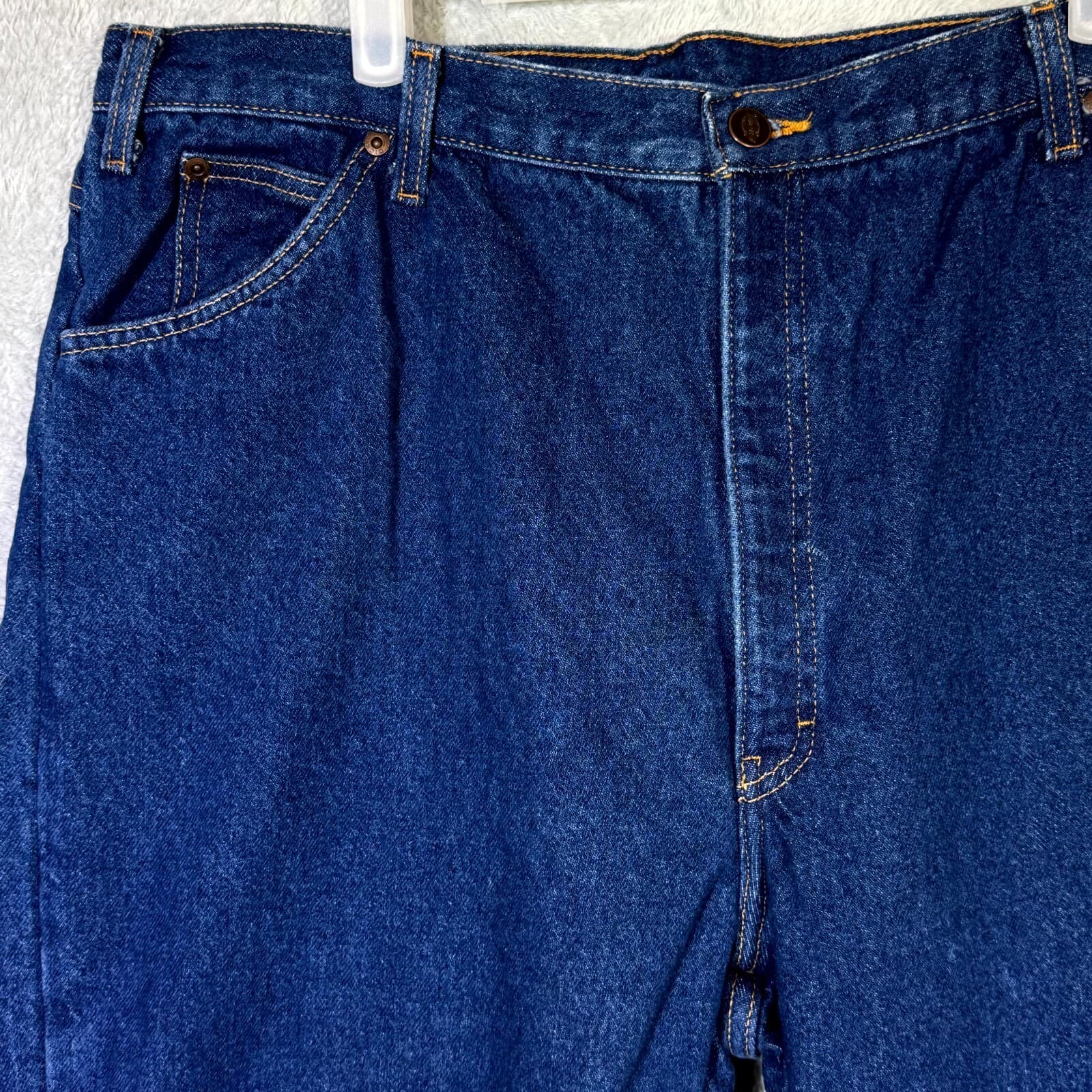 Dickies Jeans Mens 40x30 Blue Denim Flannel Lined Plaid High Rise Straight Leg - Thumbnail 3