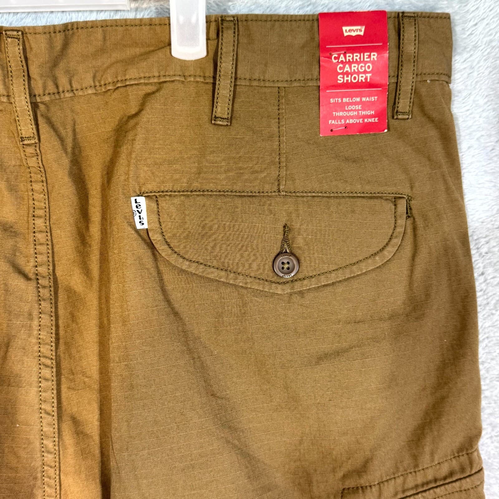 Levis Mens Carrier Cargo Shorts 40 Tan Loose Fit Mid Rise Flat Front - Thumbnail 8