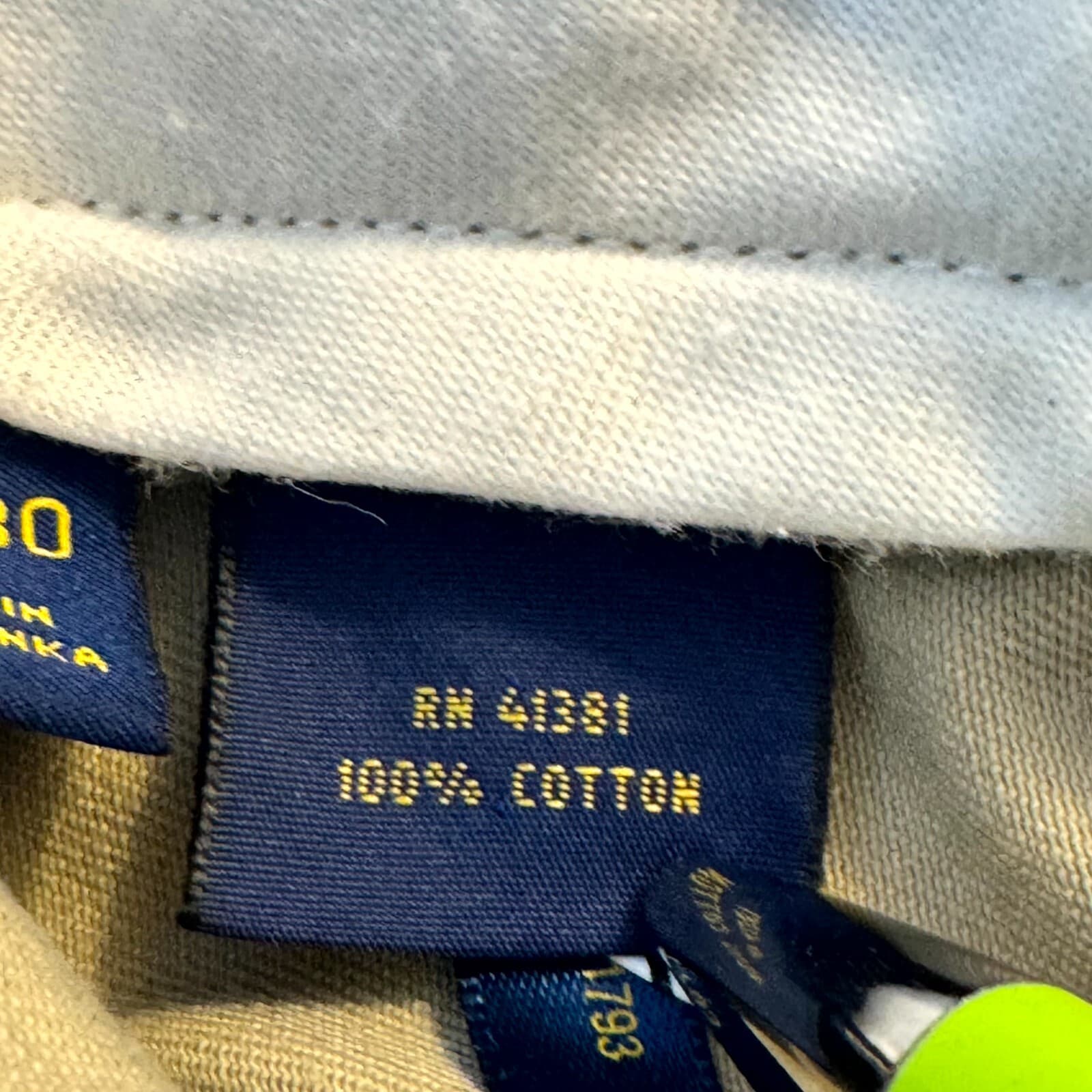 Polo Ralph Lauren Men’s Chino Pants 38x30 Beige Cotton Mid-Rise Flat Front - Thumbnail 12