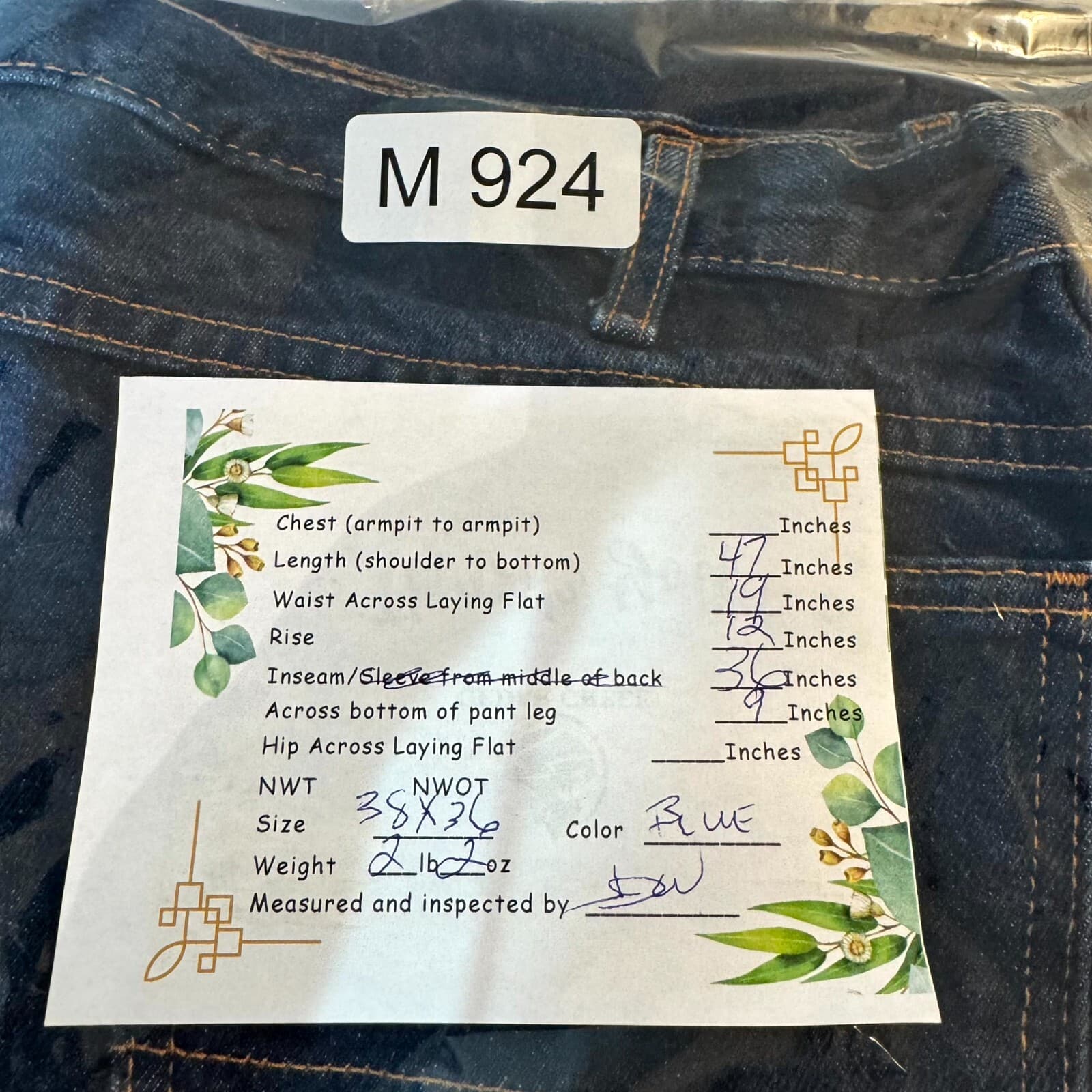 Dickies Men’s Jeans 38x36 Blue Denim 100% Cotton Regular Fit Straight Leg - Thumbnail 9