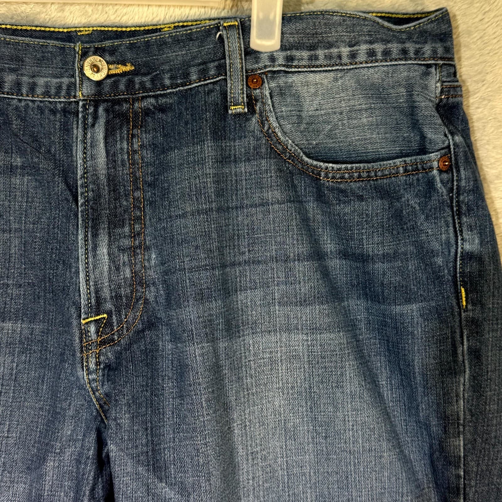 Vintage Lucky Brand 361 Jeans Men 38 Blue Denim Straight Leg 5-Pocket - Thumbnail 4