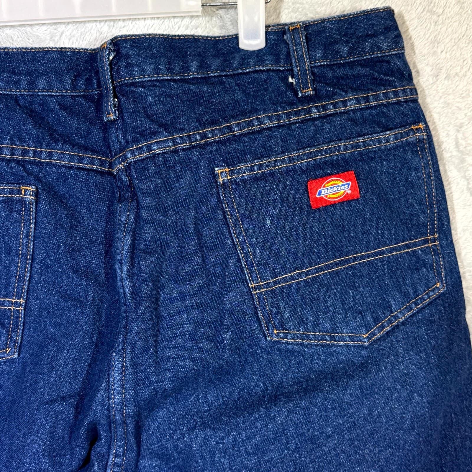 Dickies Jeans Mens 40x30 Blue Denim Flannel Lined Plaid High Rise Straight Leg - Thumbnail 7