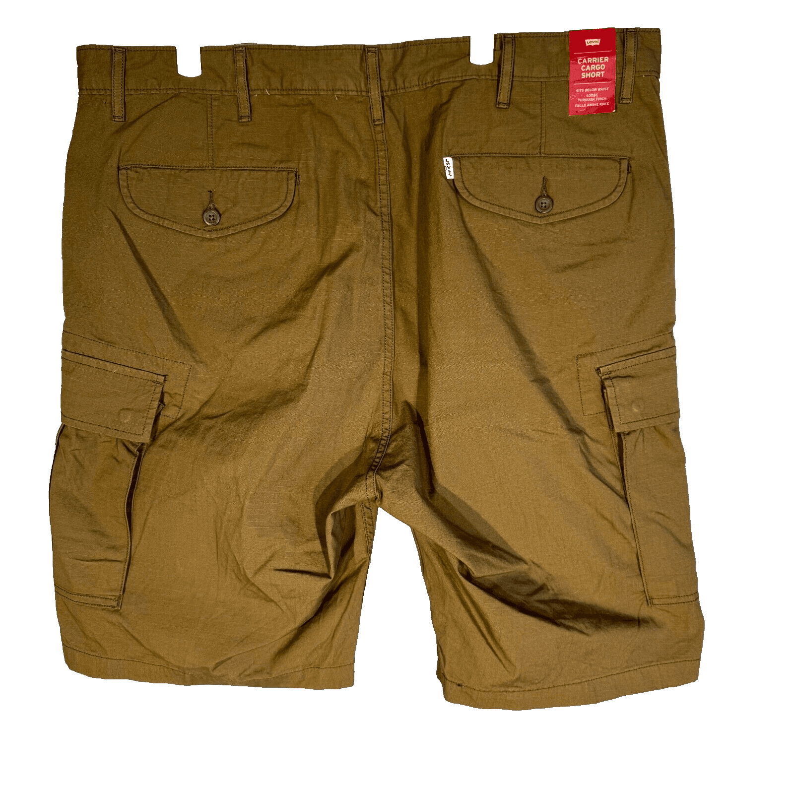Levis Mens Carrier Cargo Shorts 40 Tan Loose Fit Mid Rise Flat Front - Thumbnail 2