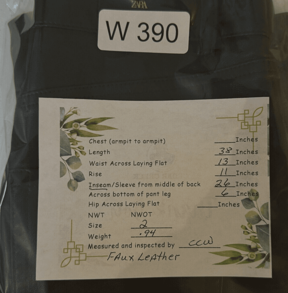 ZARA Women’s Black Faux-Leather High‑Rise Skinny Pants, Size 2 – 5-Pocket W390 - Thumbnail 8