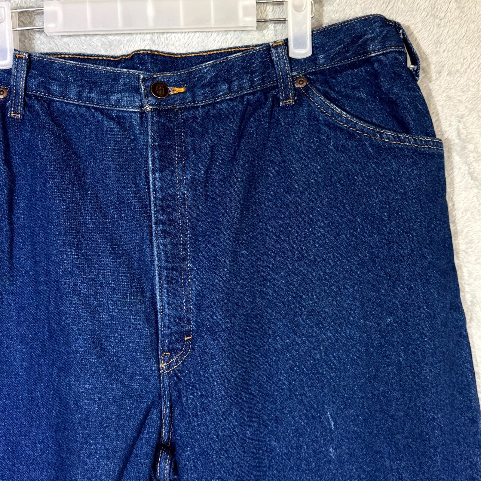 Dickies Jeans Mens 40x30 Blue Denim Flannel Lined Plaid High Rise Straight Leg - Thumbnail 4