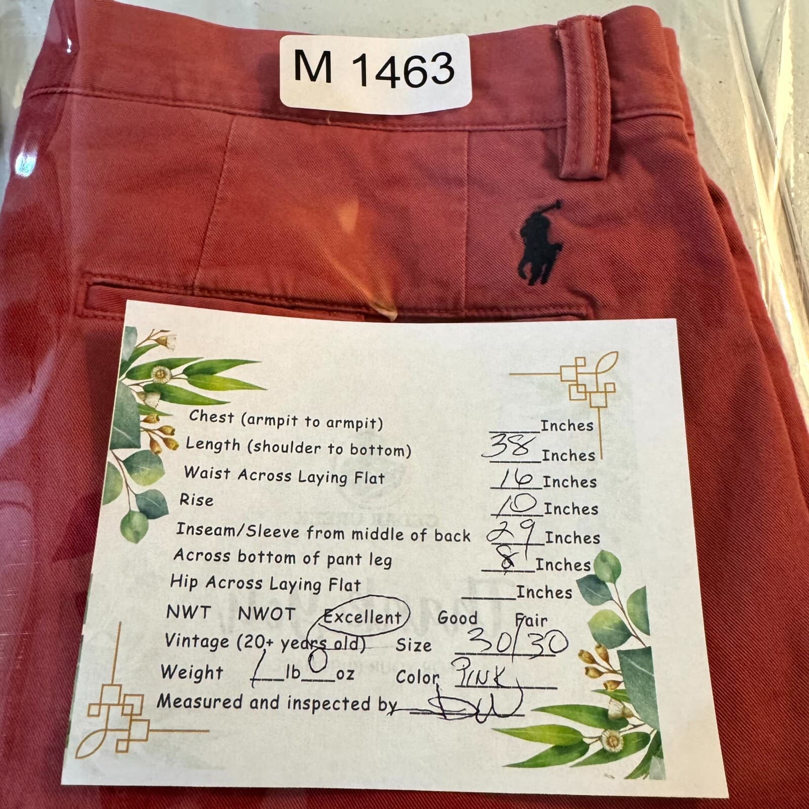 Polo Ralph Lauren Men’s Chino Pants 30x30 Red Stretch Mid-Rise Straight Fit - Thumbnail 9