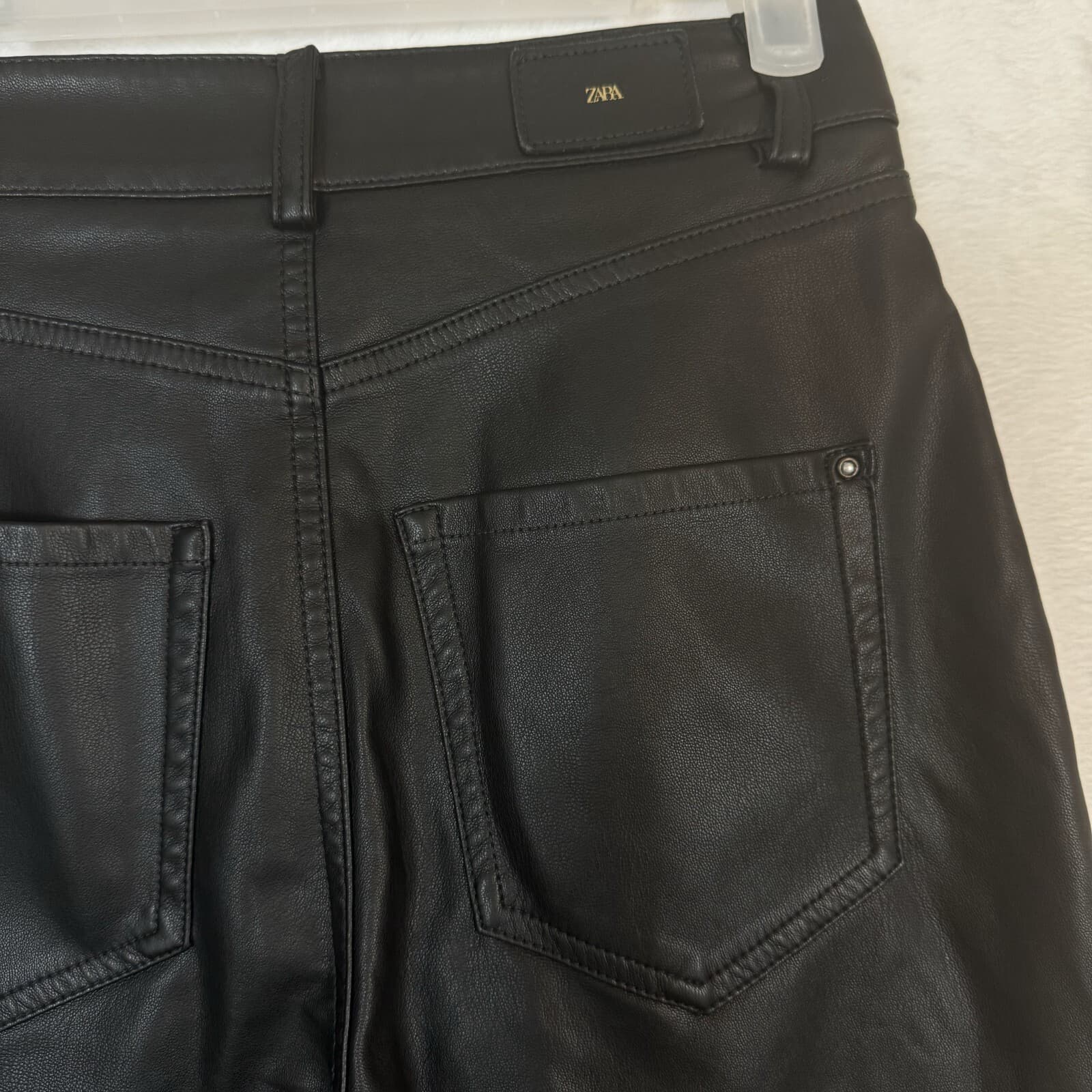 ZARA Women’s Black Faux-Leather High‑Rise Skinny Pants, Size 2 – 5-Pocket W390 - Thumbnail 10