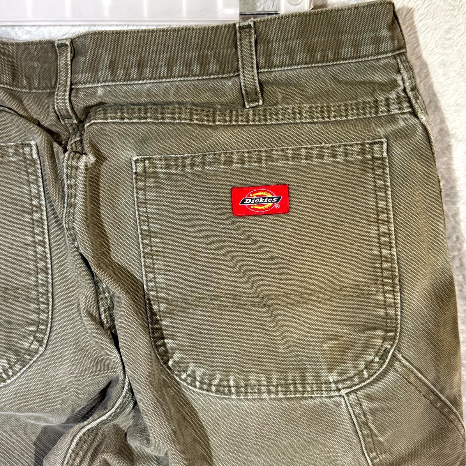 Dickies Carpenter Jeans Men’s 36x30 Green Denim Distressed Workwear Straight Leg - Thumbnail 10