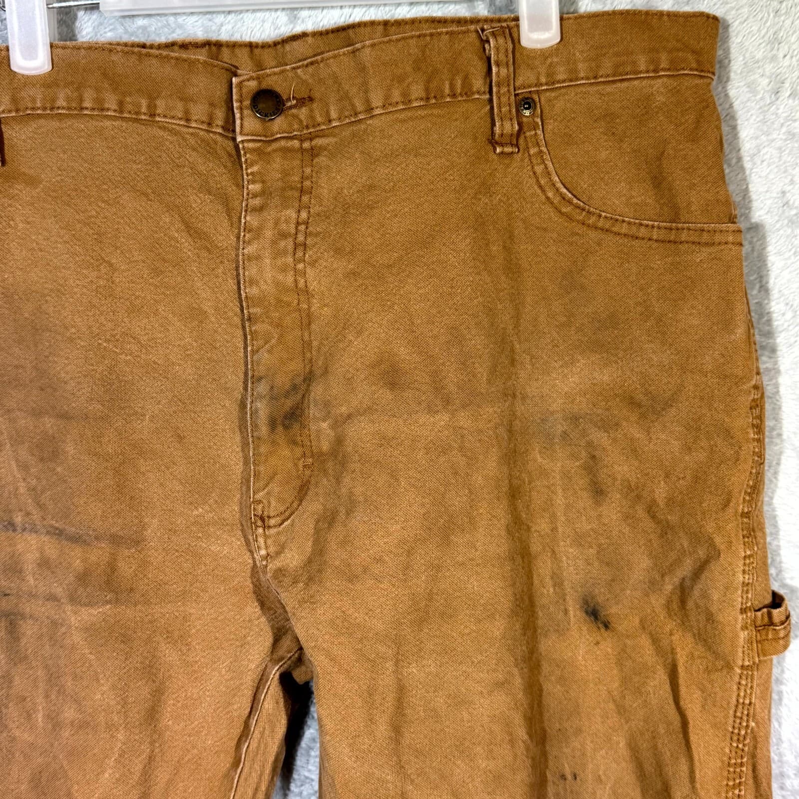 Dickies Carpenter Jeans Men’s 40x32 Brown Denim Stretch Straight Leg Workwear - Thumbnail 4