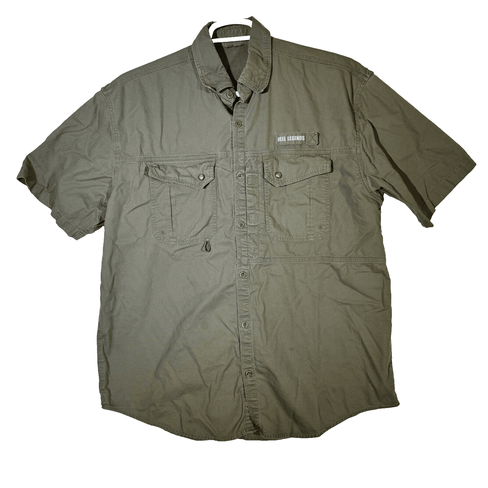 Reel Legends Shirt Men's Large Vented Fishing Outdoor Short Sleeve Nylon Green - Image 1