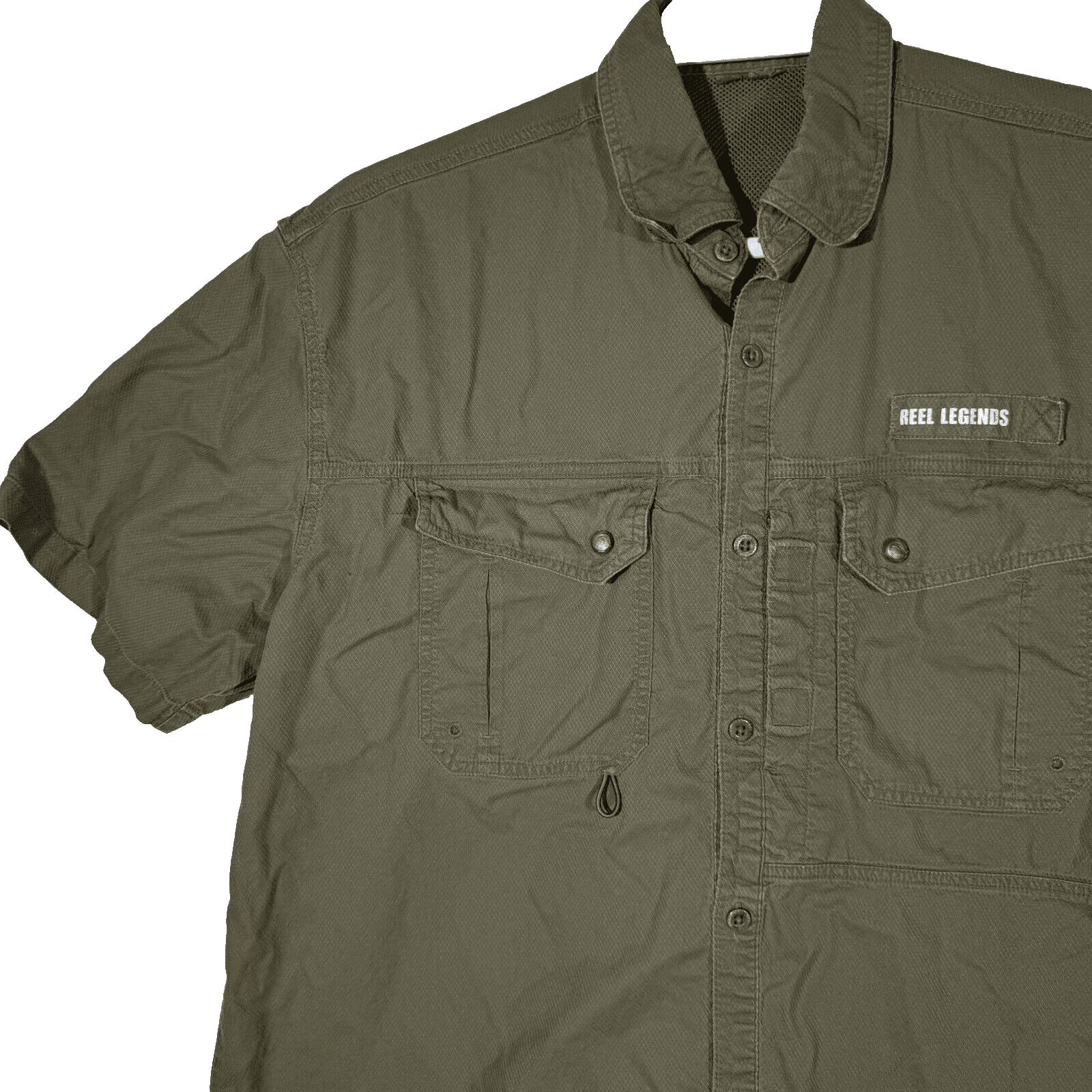 Reel Legends Shirt Men's Large Vented Fishing Outdoor Short Sleeve Nylon Green - Thumbnail 4