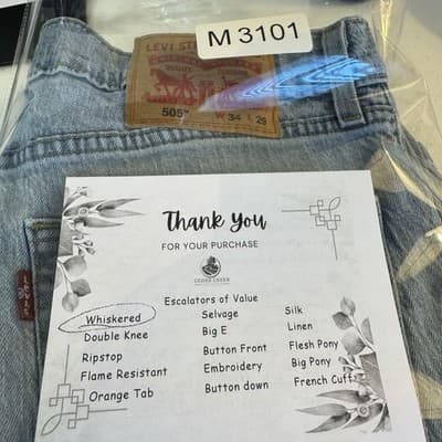 Levis 505 Jeans Mens 34x29 Light Wash Blue Straight Leg Denim Stretch Mid Rise - Thumbnail 10