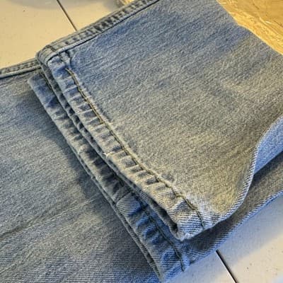 Levis 505 Jeans Mens 34x29 Light Wash Blue Straight Leg Denim Stretch Mid Rise - Thumbnail 9