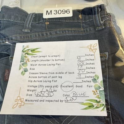 Levis Jeans Mens 42x30 Blue Stretch Denim Straight Leg Whiskered Casual - Thumbnail 11