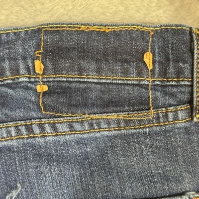 Levis Jeans Mens 42x30 Blue Stretch Denim Straight Leg Whiskered Casual - Thumbnail 5