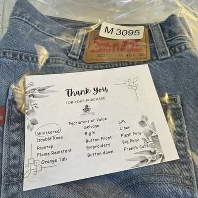 Levis 505 Jeans Mens 40x30 Blue Denim Straight Leg Classic Fit Medium Wash - Thumbnail 10