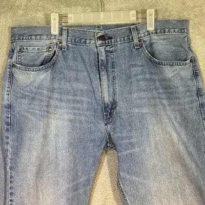 Levis 505 Jeans Mens 40x30 Blue Denim Straight Leg Classic Fit Medium Wash - Thumbnail 3