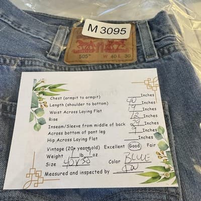 Levis 505 Jeans Mens 40x30 Blue Denim Straight Leg Classic Fit Medium Wash - Thumbnail 11