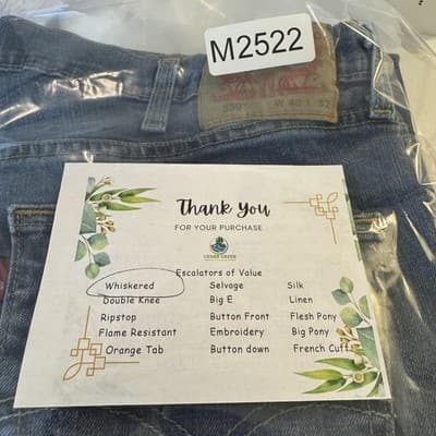 Levis 559 Jeans Mens 40x32 Blue Whiskered Straight Fit Stretch Denim Pants - Thumbnail 8