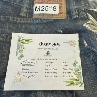 Levis 505 Jeans Mens 40x32 Blue Whiskered Straight Fit Medium Wash Denim Pants - Thumbnail 8