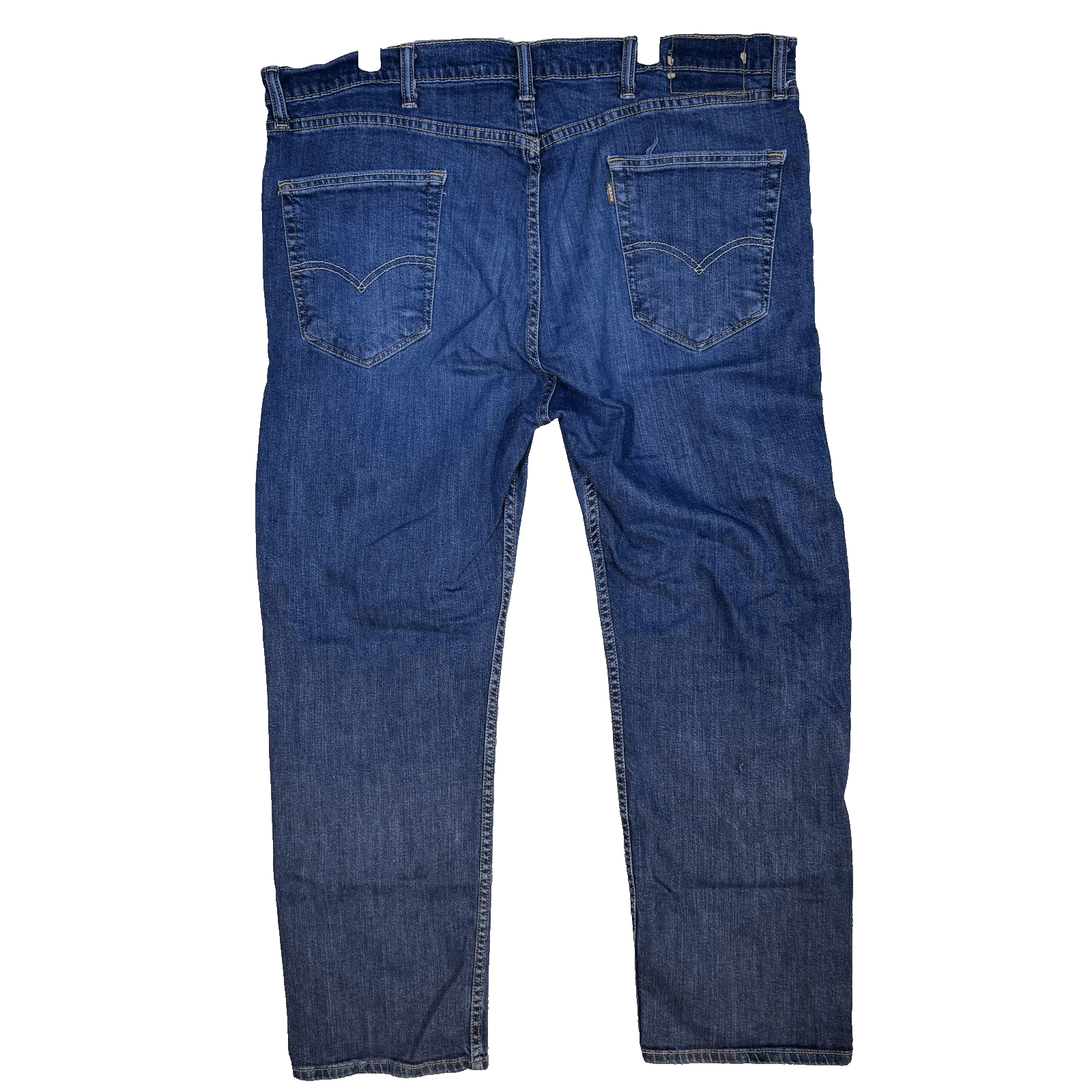 Levis Jeans Mens 42x30 Blue Stretch Denim Straight Leg Whiskered Casual - Thumbnail 3