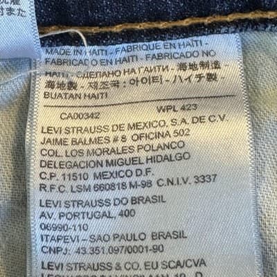 Levis Jeans Mens 42x30 Blue Stretch Denim Straight Leg Whiskered Casual - Thumbnail 6
