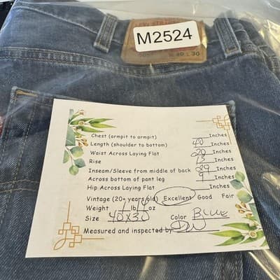 Levis 505 Jeans Mens 40x30 Blue Classic Straight Leg Denim Medium Wash USA Style - Thumbnail 8